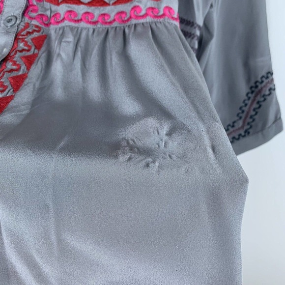 Biya by Johnny Was Silk Blouse Embroidered Women’s Size Large Read Description - Picture 9 of 12